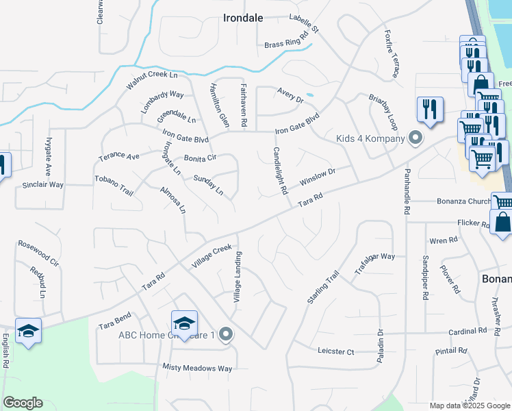 map of restaurants, bars, coffee shops, grocery stores, and more near 10496 Ace Court in Jonesboro