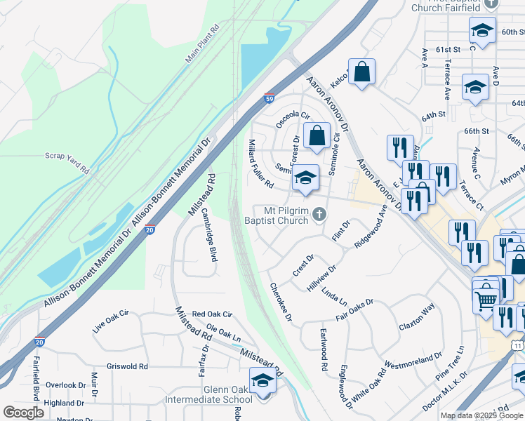 map of restaurants, bars, coffee shops, grocery stores, and more near 304 Church St in Fairfield