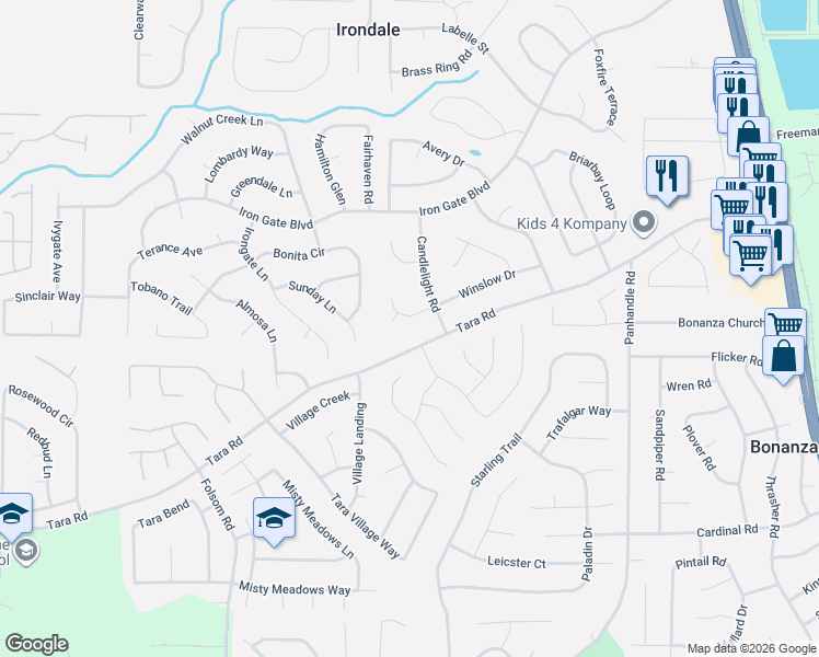 map of restaurants, bars, coffee shops, grocery stores, and more near 1247 Winslow Drive in Jonesboro