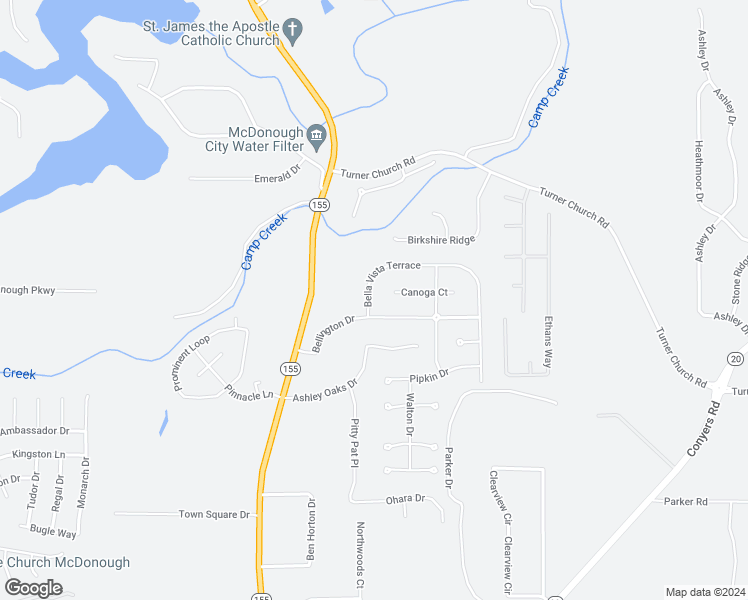 map of restaurants, bars, coffee shops, grocery stores, and more near 204 Bella Vista Terrace in McDonough