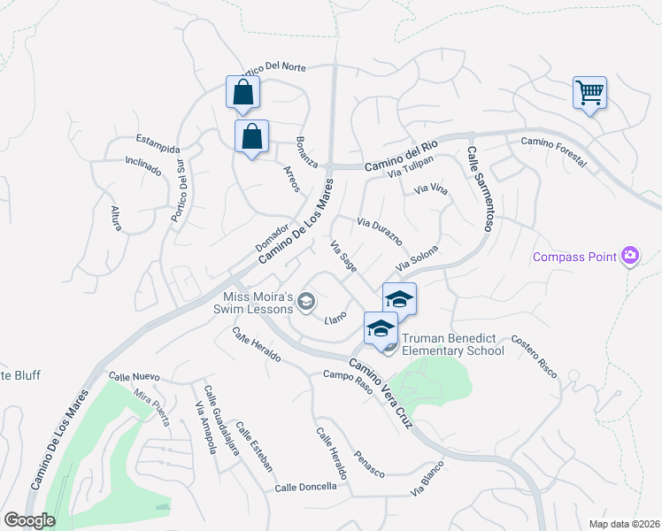 map of restaurants, bars, coffee shops, grocery stores, and more near 2845 Riachuelo in San Clemente