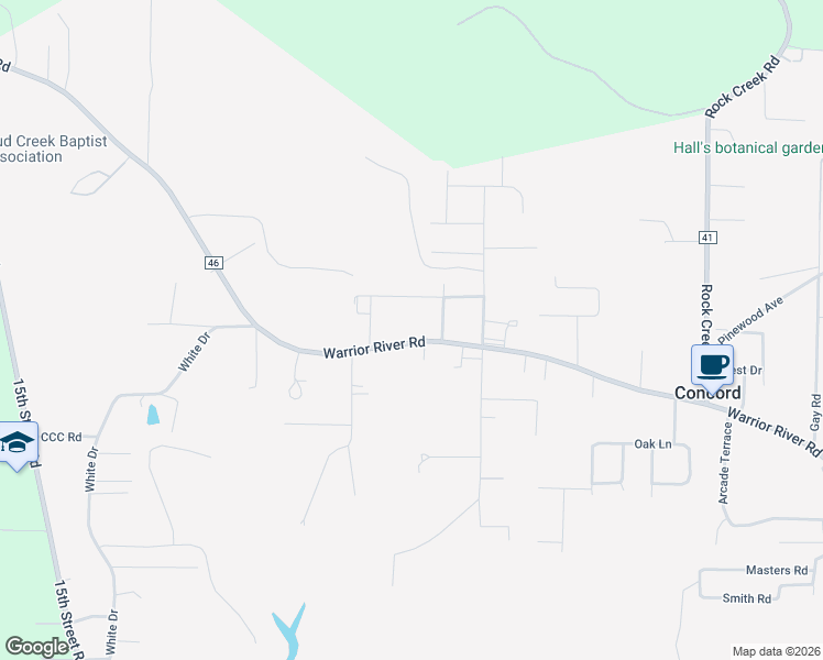 map of restaurants, bars, coffee shops, grocery stores, and more near 6047 Warrior River Road in Bessemer
