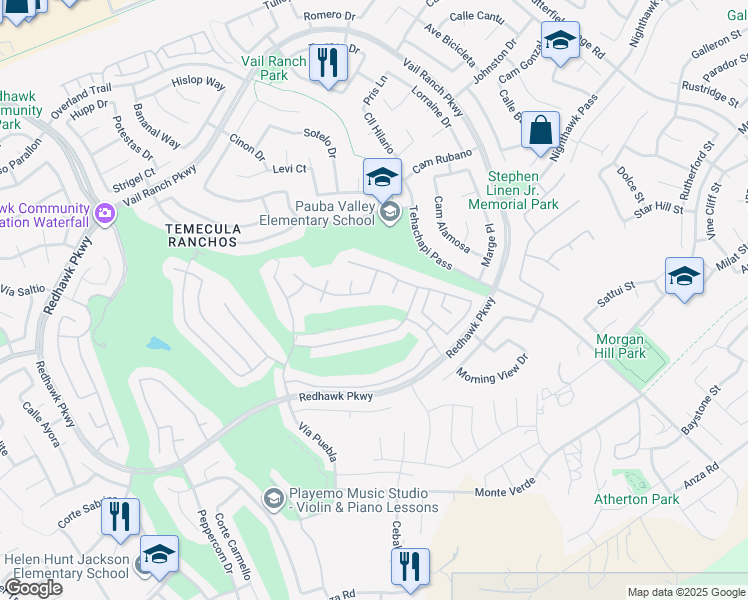 map of restaurants, bars, coffee shops, grocery stores, and more near 45221 Jumi Circle in Temecula