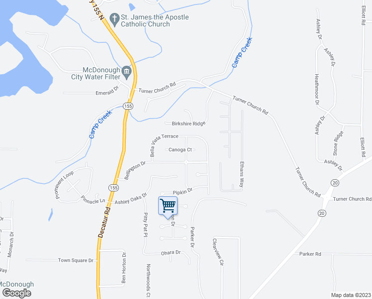 map of restaurants, bars, coffee shops, grocery stores, and more near 429 Canoga Court in McDonough