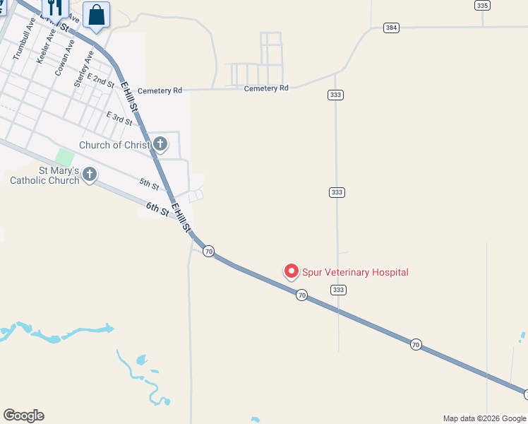 map of restaurants, bars, coffee shops, grocery stores, and more near in Spur