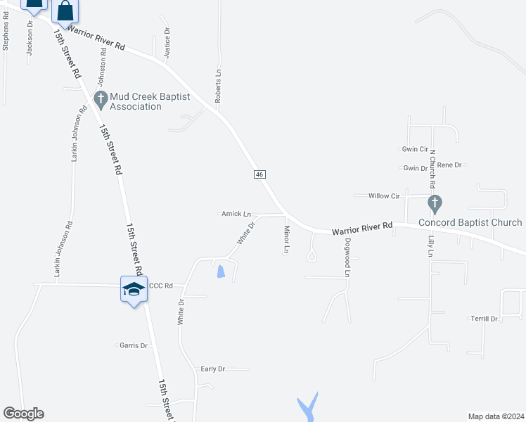 map of restaurants, bars, coffee shops, grocery stores, and more near 1331 White Drive in Bessemer