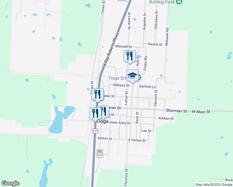 map of restaurants, bars, coffee shops, grocery stores, and more near 401 Cutler Street in Tioga