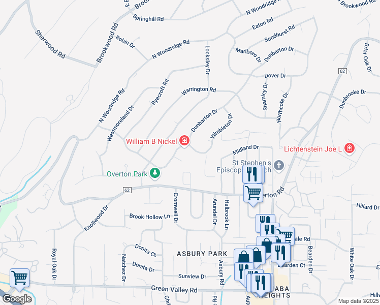map of restaurants, bars, coffee shops, grocery stores, and more near 3753 Wimbleton Drive in Birmingham