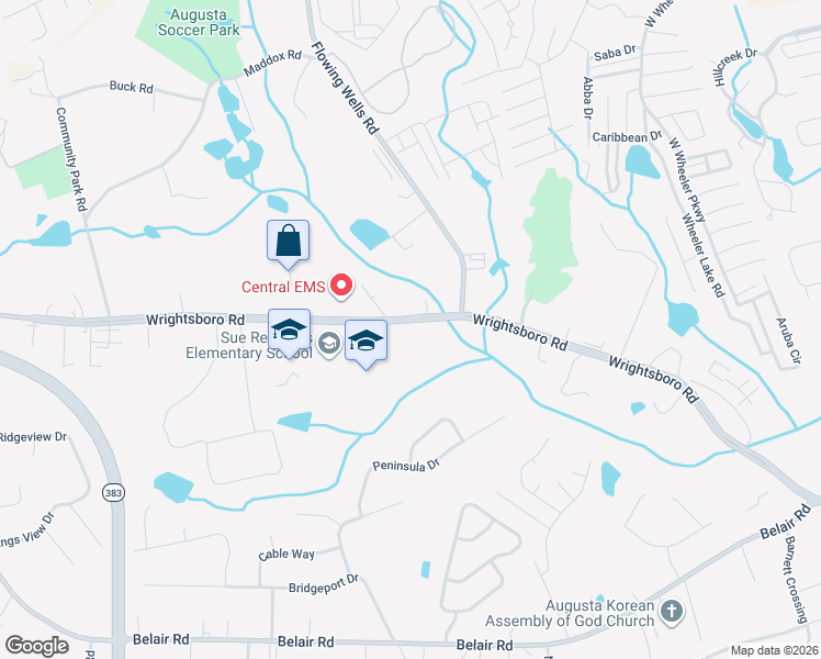 map of restaurants, bars, coffee shops, grocery stores, and more near 3820 Wrightsboro Road in Augusta