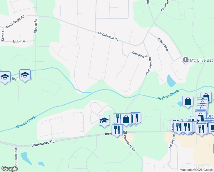 map of restaurants, bars, coffee shops, grocery stores, and more near 380 Southmoor Circle in Stockbridge