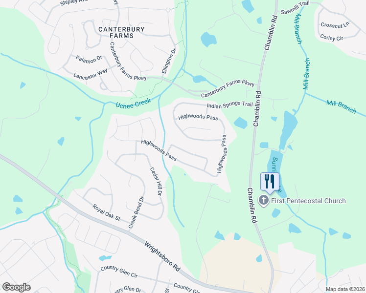 map of restaurants, bars, coffee shops, grocery stores, and more near 1165 Indian Springs Trail in Grovetown
