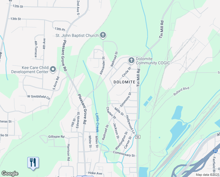 map of restaurants, bars, coffee shops, grocery stores, and more near 1423 Circle Street in Birmingham