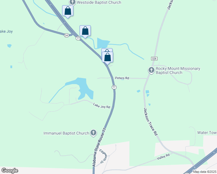 map of restaurants, bars, coffee shops, grocery stores, and more near 66945 Alabama 77 in Talladega