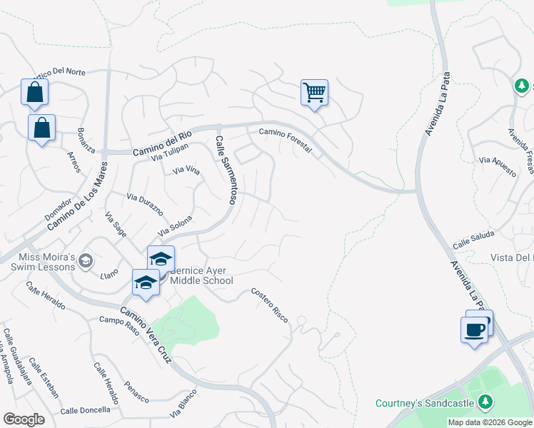map of restaurants, bars, coffee shops, grocery stores, and more near 5417 Camino Mojado in San Clemente