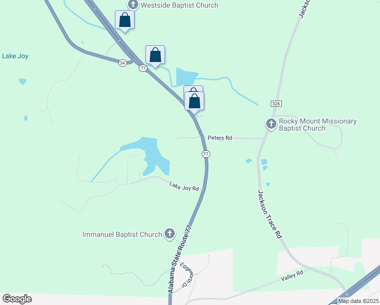 map of restaurants, bars, coffee shops, grocery stores, and more near 66945 Alabama 77 in Talladega