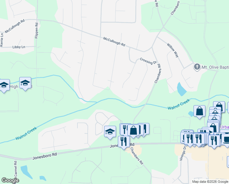 map of restaurants, bars, coffee shops, grocery stores, and more near 380 Southmoor Circle in Stockbridge