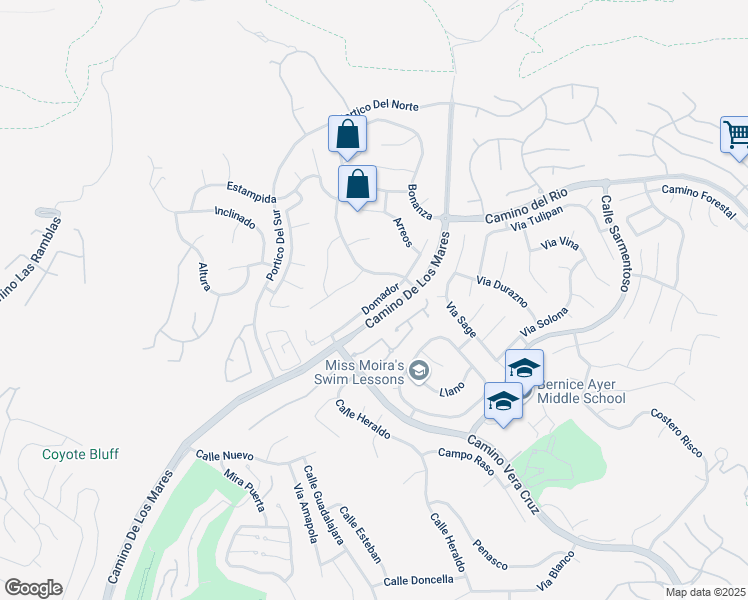 map of restaurants, bars, coffee shops, grocery stores, and more near 2047 Domador in San Clemente