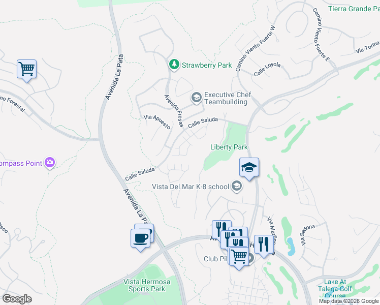 map of restaurants, bars, coffee shops, grocery stores, and more near 8 Via Santander in San Clemente