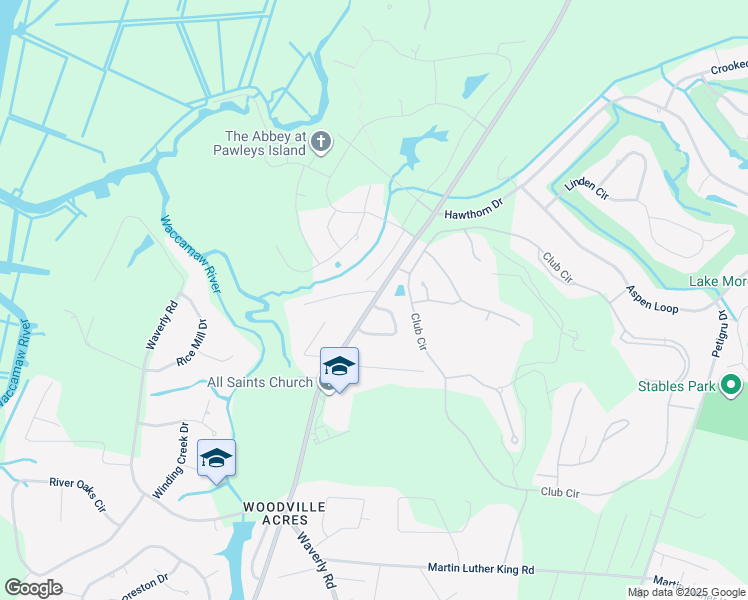 map of restaurants, bars, coffee shops, grocery stores, and more near 2412 Kings River Road in Pawleys Island