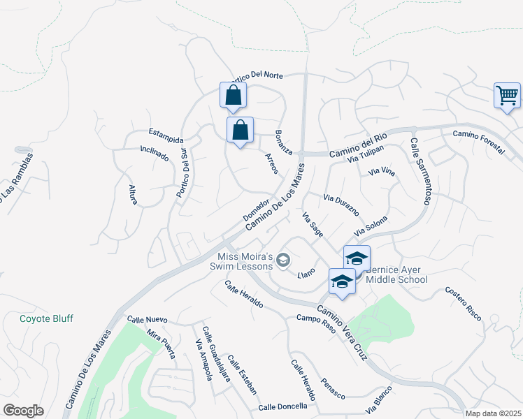 map of restaurants, bars, coffee shops, grocery stores, and more near 2047 Domador in San Clemente