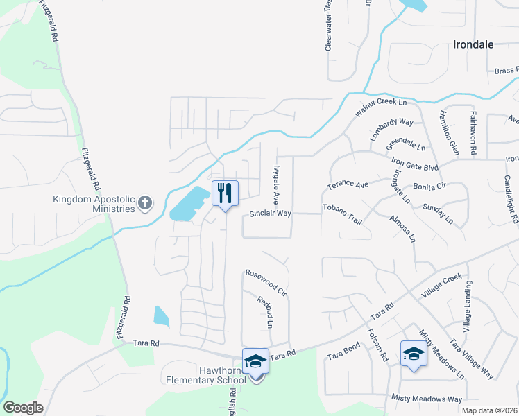 map of restaurants, bars, coffee shops, grocery stores, and more near 808 Sinclair Way in Jonesboro