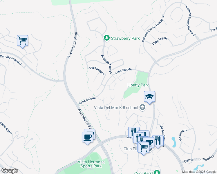 map of restaurants, bars, coffee shops, grocery stores, and more near 8 Via Santander in San Clemente