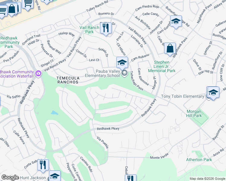 map of restaurants, bars, coffee shops, grocery stores, and more near 33137 Yucca Street in Temecula