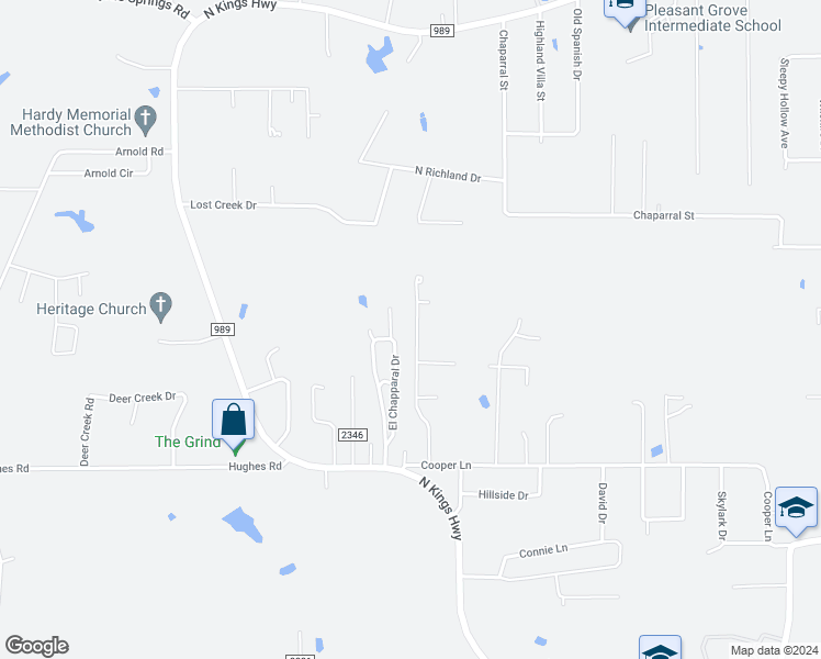 map of restaurants, bars, coffee shops, grocery stores, and more near 5319 Galloping Way in Texarkana