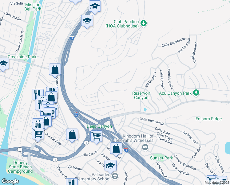 map of restaurants, bars, coffee shops, grocery stores, and more near 26500 Paseo Infinita in San Juan Capistrano