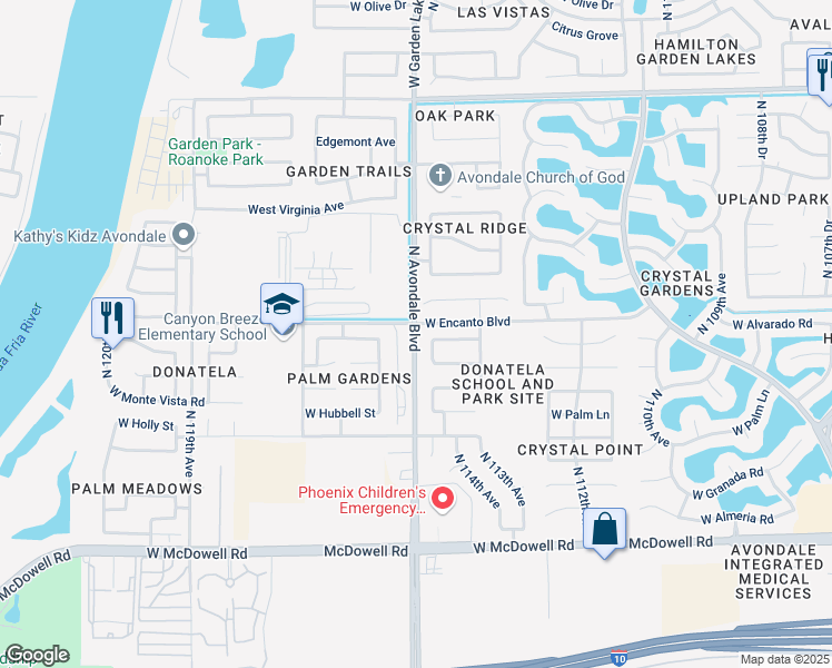 map of restaurants, bars, coffee shops, grocery stores, and more near in Avondale