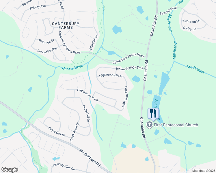 map of restaurants, bars, coffee shops, grocery stores, and more near 1165 Indian Springs Trail in Grovetown