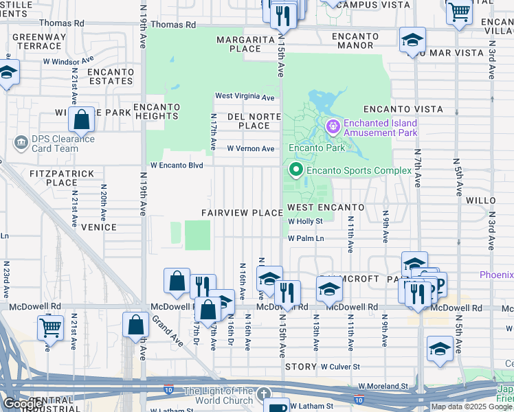 map of restaurants, bars, coffee shops, grocery stores, and more near 2041 North 16th Avenue in Phoenix