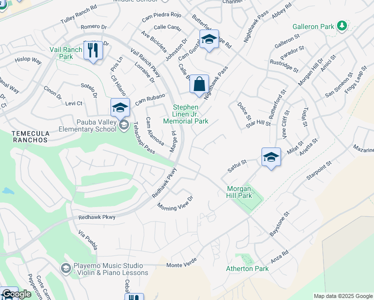 map of restaurants, bars, coffee shops, grocery stores, and more near 33325 Barrington Drive in Temecula