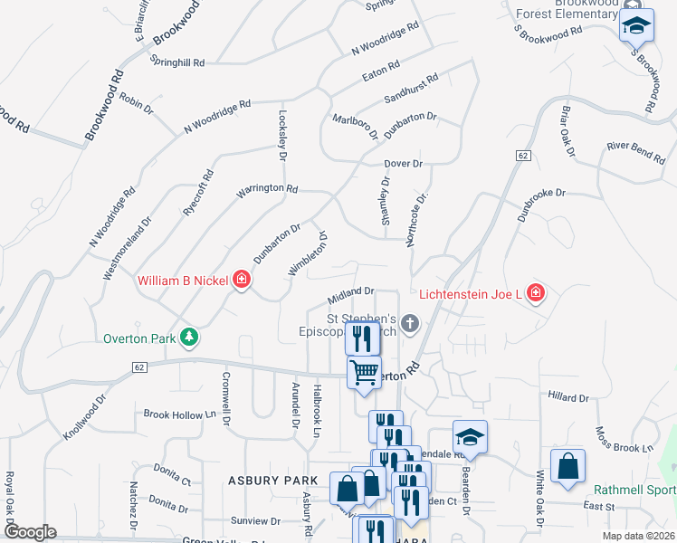 map of restaurants, bars, coffee shops, grocery stores, and more near 3137 Overton Cove in Mountain Brook
