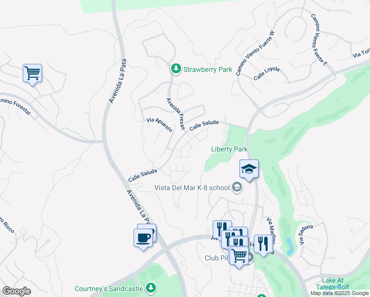 map of restaurants, bars, coffee shops, grocery stores, and more near 5 Via Huesca in San Clemente