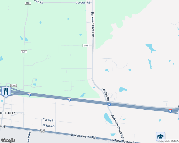 map of restaurants, bars, coffee shops, grocery stores, and more near 750 Barkman Creek Road in Hooks