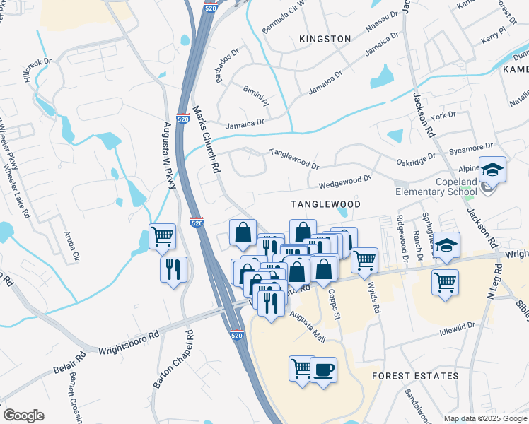 map of restaurants, bars, coffee shops, grocery stores, and more near 1330 Marks Church Road in Augusta-Richmond County consolidated government (balance)