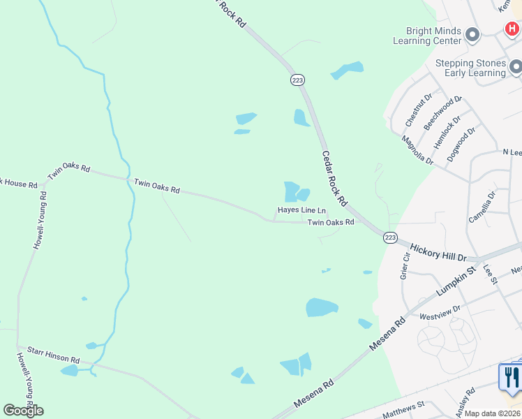 map of restaurants, bars, coffee shops, grocery stores, and more near 721 Twin Oaks Road in Thomson