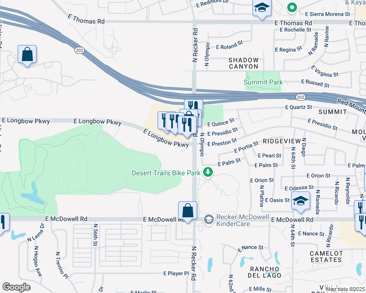map of restaurants, bars, coffee shops, grocery stores, and more near in Mesa