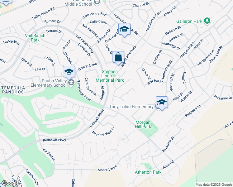 map of restaurants, bars, coffee shops, grocery stores, and more near 33325 Barrington Drive in Temecula