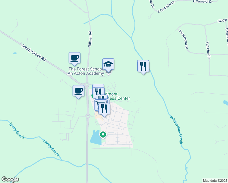 map of restaurants, bars, coffee shops, grocery stores, and more near 130 Rolison Way in Fayetteville