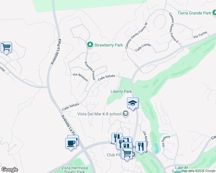 map of restaurants, bars, coffee shops, grocery stores, and more near 13 Via Zamora in San Clemente