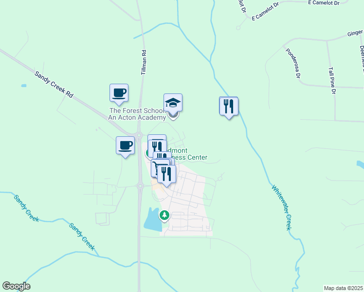 map of restaurants, bars, coffee shops, grocery stores, and more near 130 Rolison Way in Fayetteville