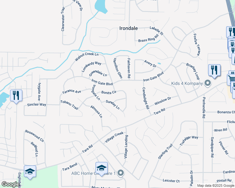 map of restaurants, bars, coffee shops, grocery stores, and more near 1151 Bonita Circle in Jonesboro
