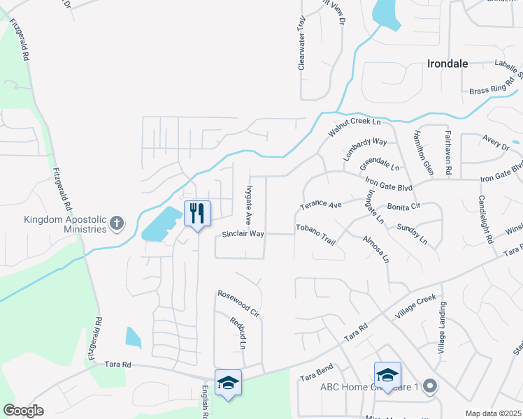 map of restaurants, bars, coffee shops, grocery stores, and more near 10427 Ivygate Terrace in Jonesboro