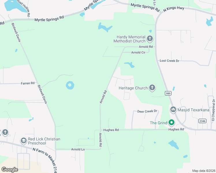 map of restaurants, bars, coffee shops, grocery stores, and more near 904 Arnold Road in Texarkana