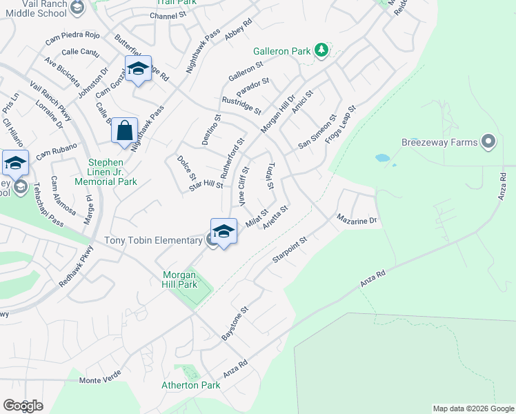 map of restaurants, bars, coffee shops, grocery stores, and more near 45051 Oakford Court in Temecula