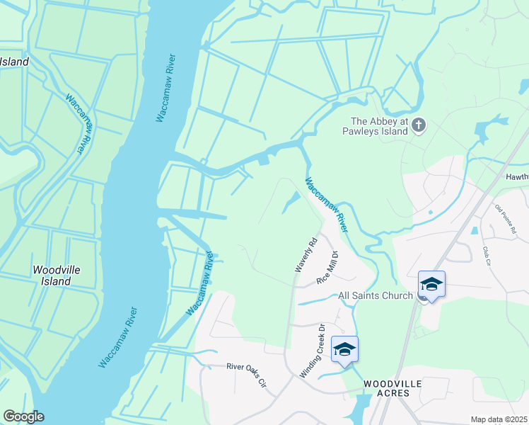 map of restaurants, bars, coffee shops, grocery stores, and more near 1364 Waverly Road in Pawleys Island