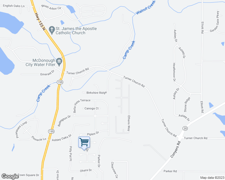 map of restaurants, bars, coffee shops, grocery stores, and more near 235 Grand Isle Court in McDonough