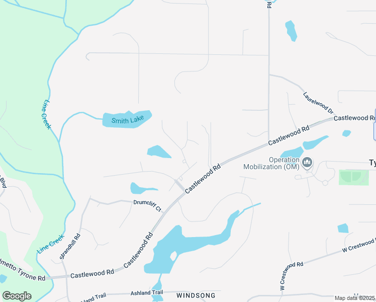 map of restaurants, bars, coffee shops, grocery stores, and more near 105 Spur Pointe in Tyrone